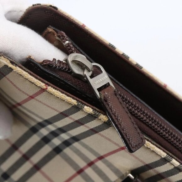 BURBERRY Nova Check Tote Bag Canvas Beige Silver Auth BA7138 - Picture 9 of 16
